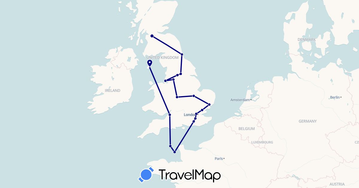 TravelMap itinerary: driving in United Kingdom, Guernsey, Jersey (Europe)